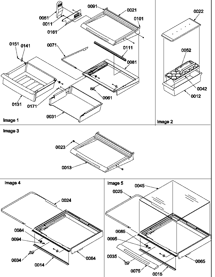 Deli, shelves, crisper assemblies and accessories