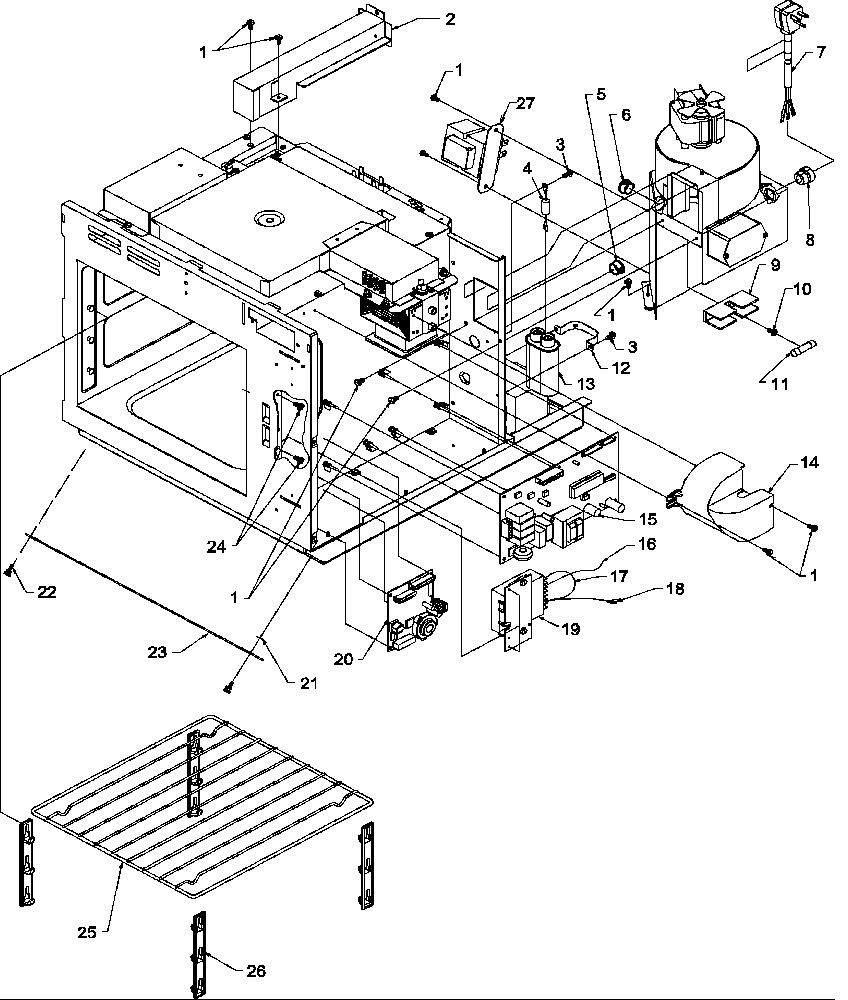 Circuit board/high voltage & oven rack