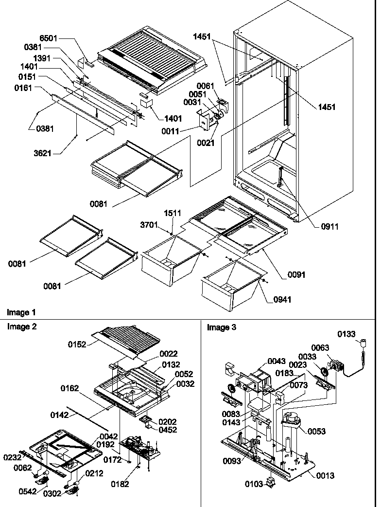 Interior cabinet and drain assembly