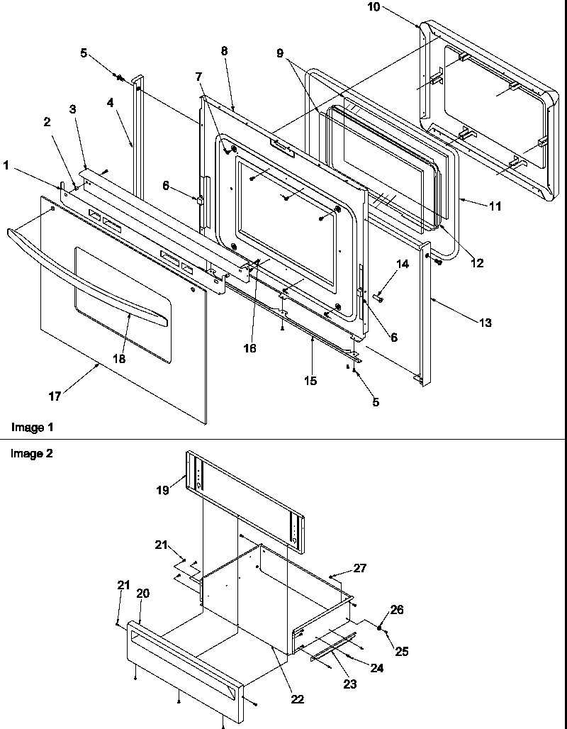 Oven door and storage