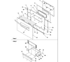 Amana ART6114WW/P1143675NWW oven door and storage diagram