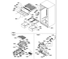 Amana TW518VW-P1322501WW interior cabinet and drain block assembly diagram