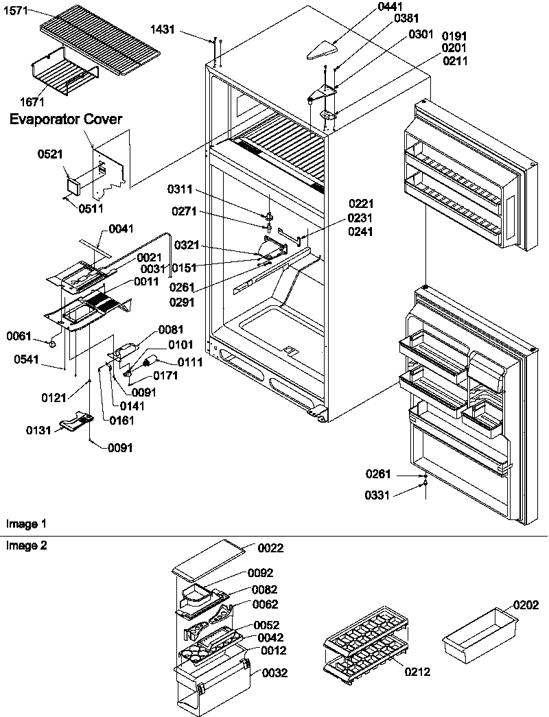 DOOR HINGES, FREEZER SHELF AND ACCESSORIES