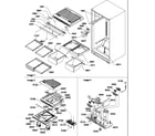 Amana TR521VW-P1322601WW interior cabinet and drain block assembly diagram