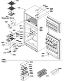 Door hinges, freezer shelf and accessories