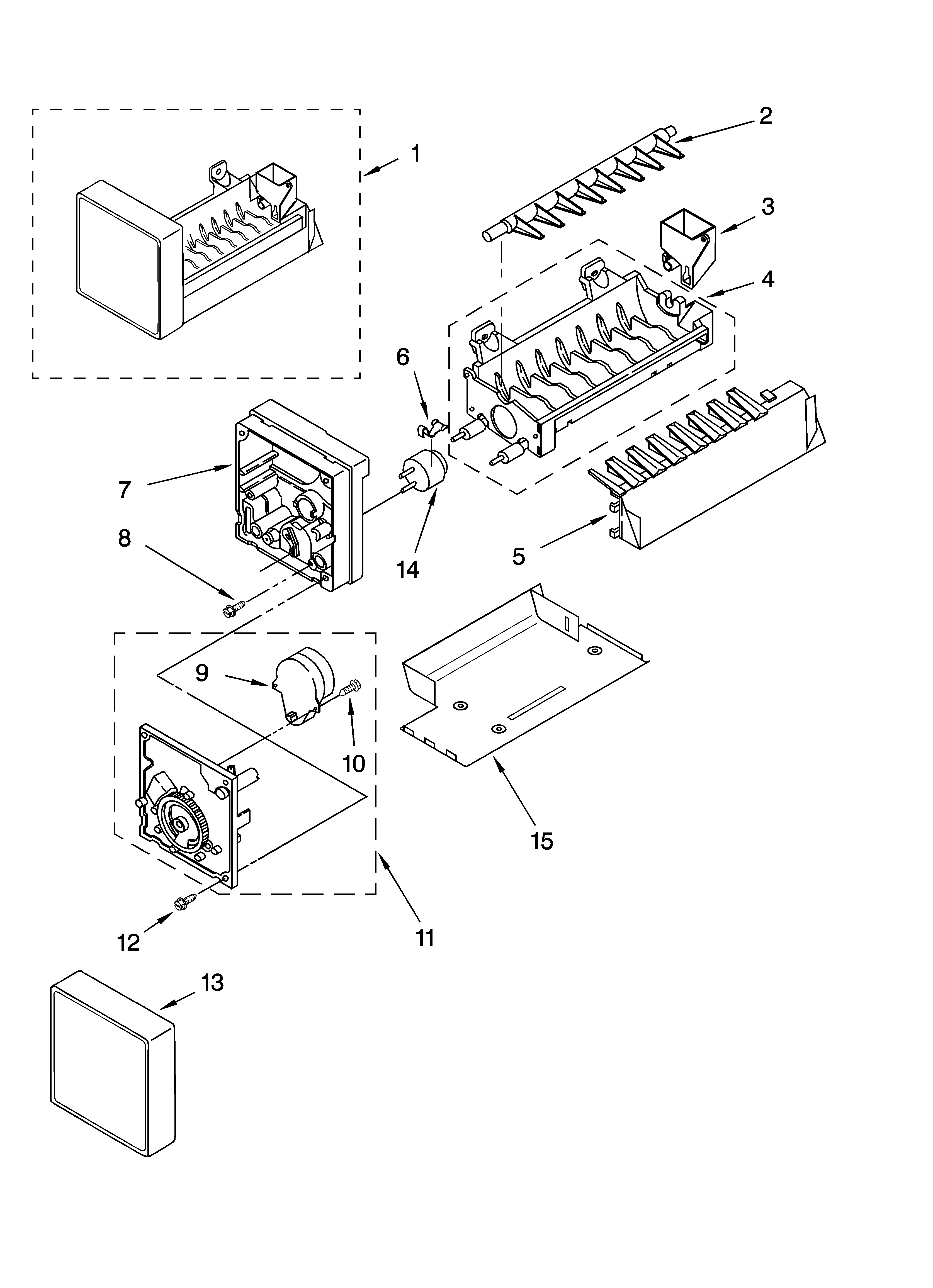 Icemaker parts, parts not illustrated