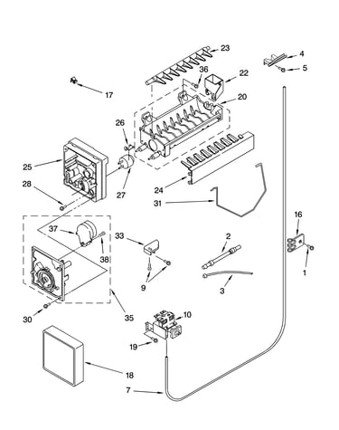 Icemaker parts, parts not illustrated
