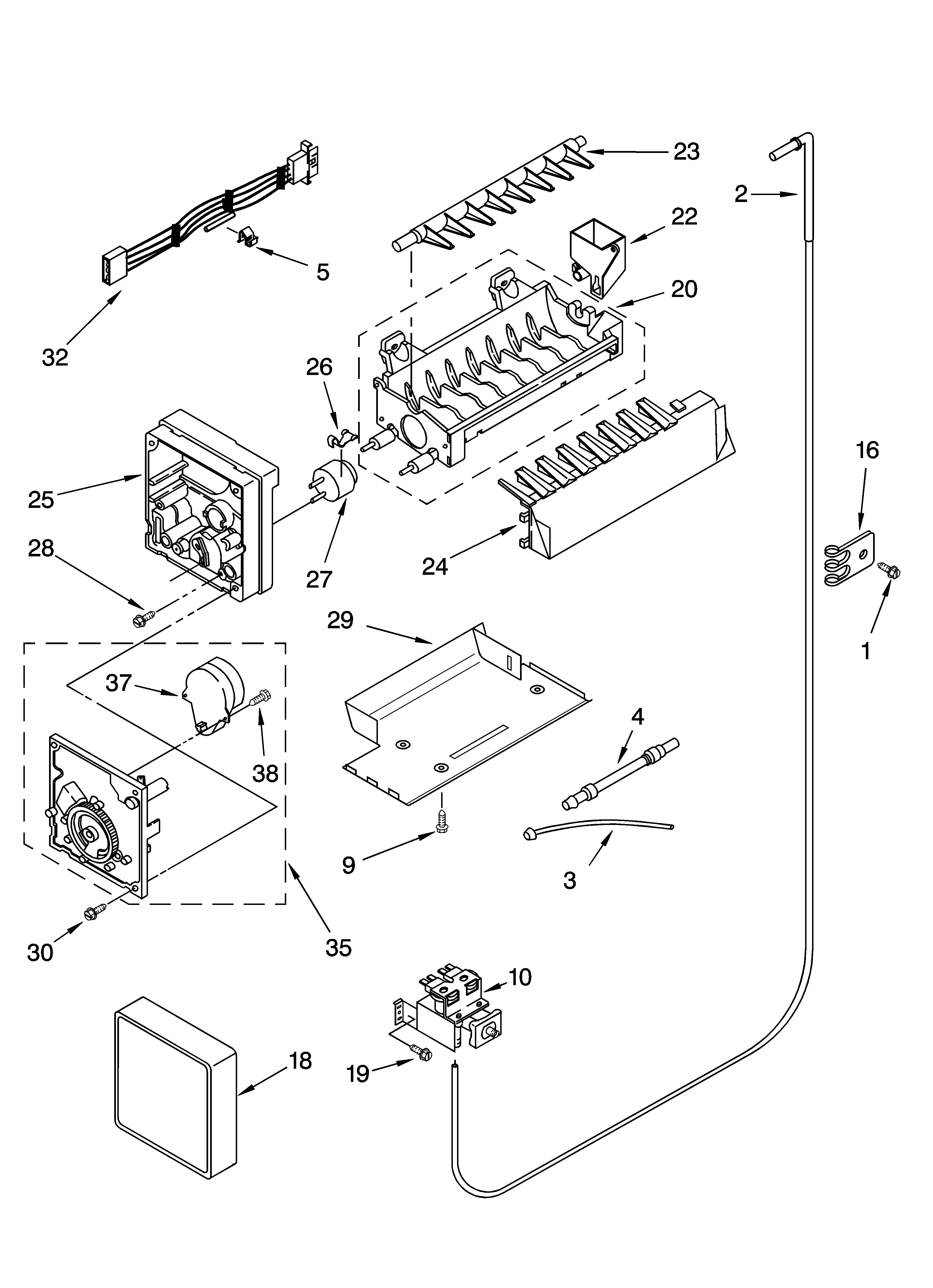 Icemaker parts, parts not illustrated