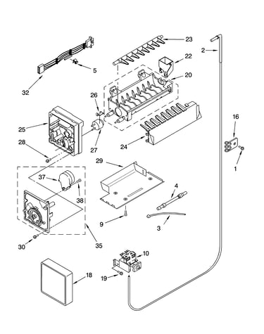 Icemaker parts, parts not illustrated