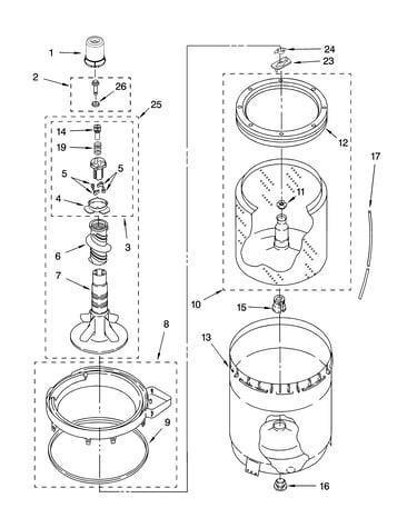Agitator, basket and tub parts