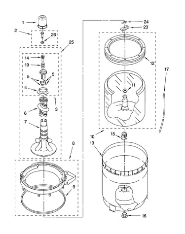 Agitator, basket and tub parts