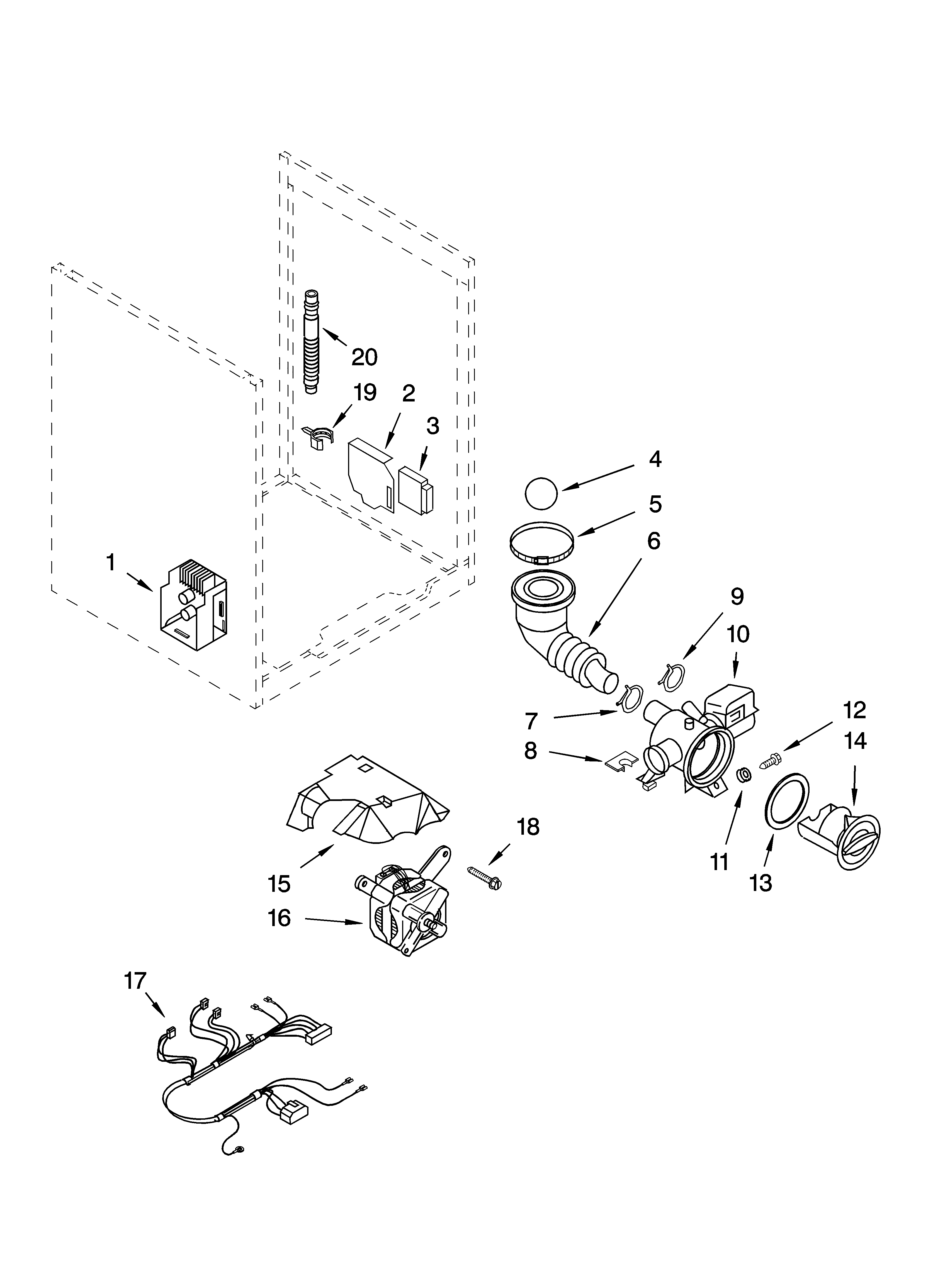 Pump, motor parts, and optional parts (not included)