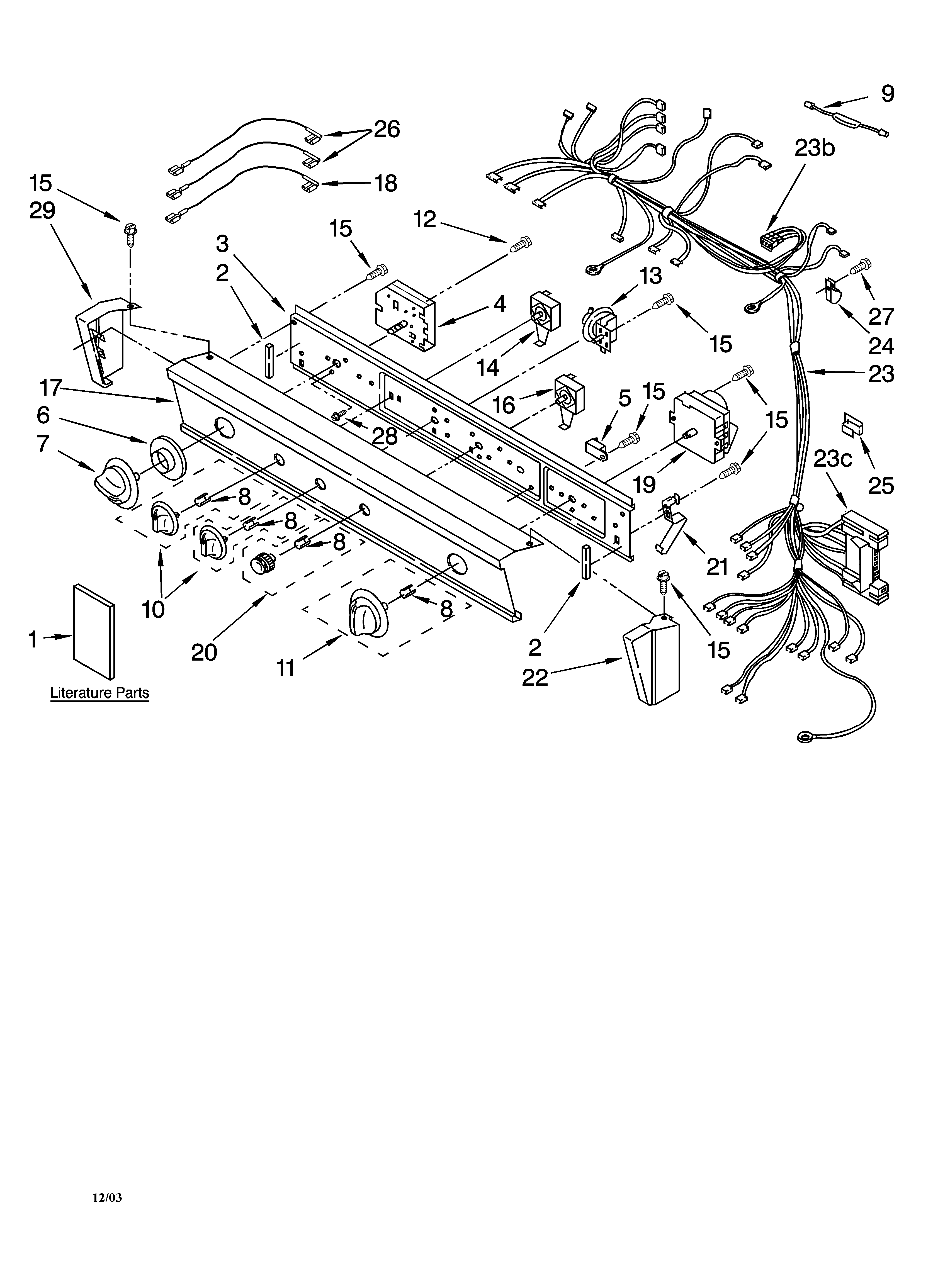 Washer/dryer control panel parts