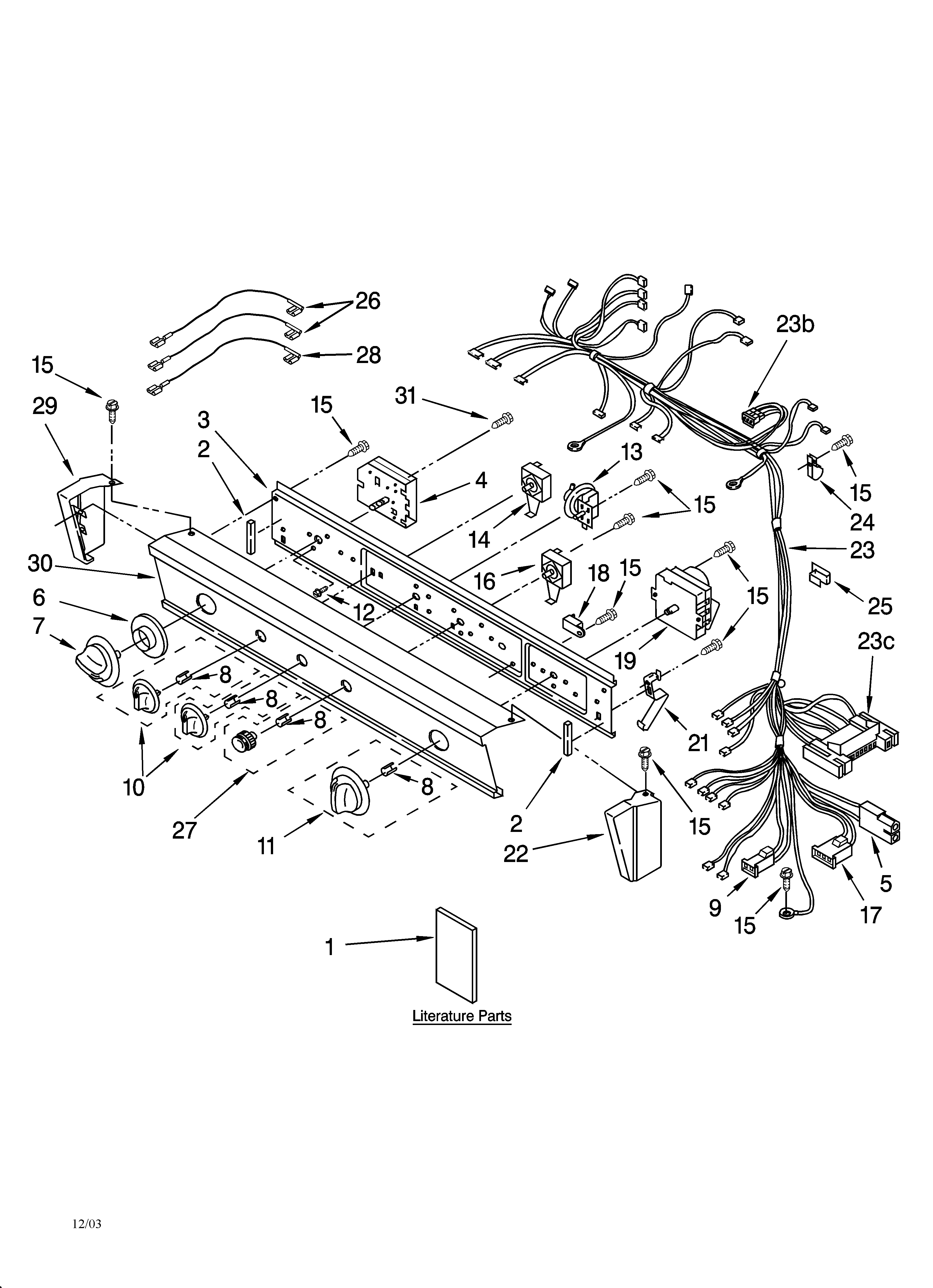 WASHER/DRYER CONTROL PANEL PARTS