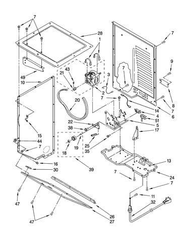 Dryer cabinet and motor parts
