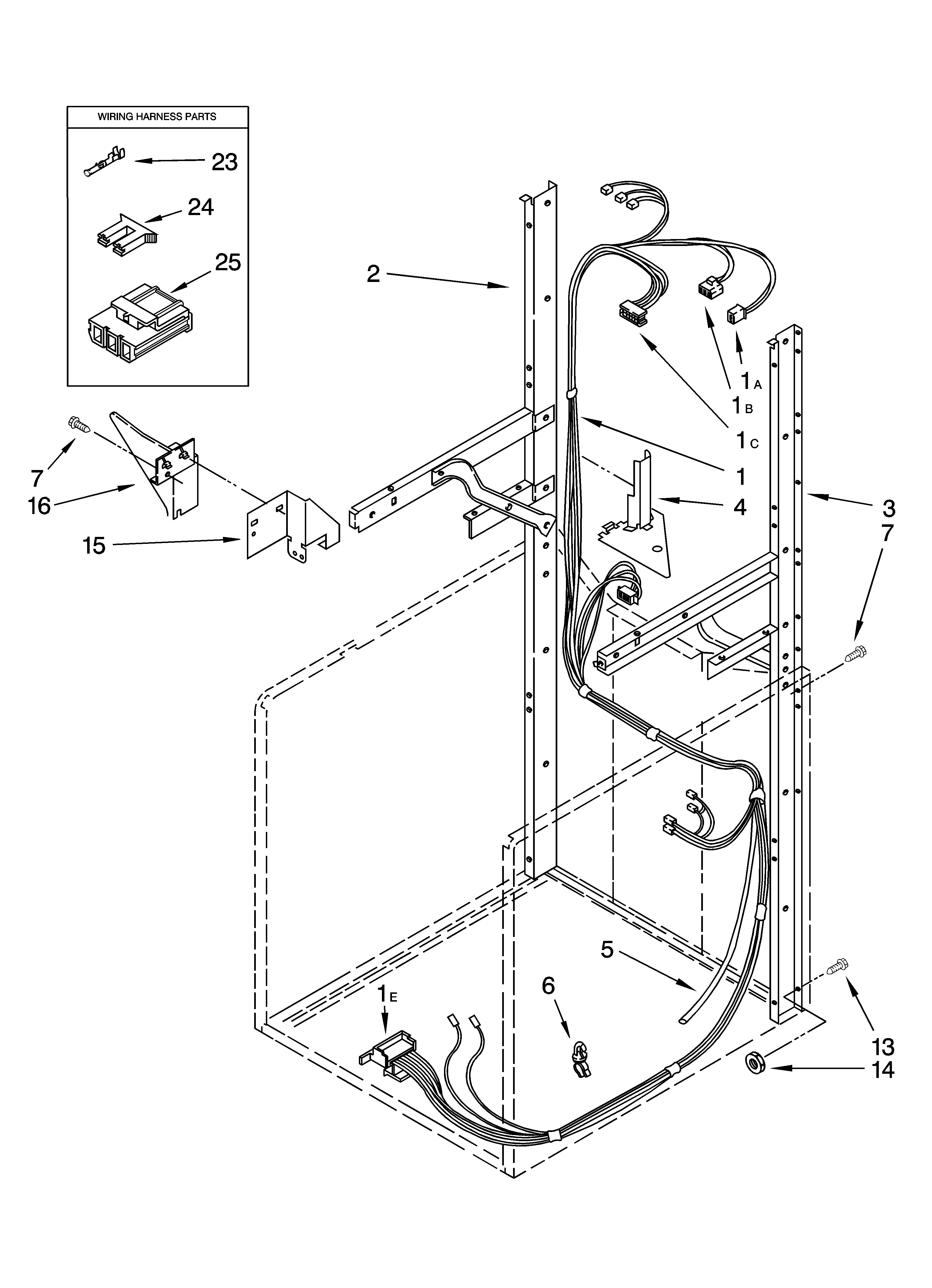 DRYER SUPPORT AND WASHER HARNESS PARTS