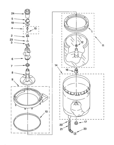 Agitator, basket and tub parts