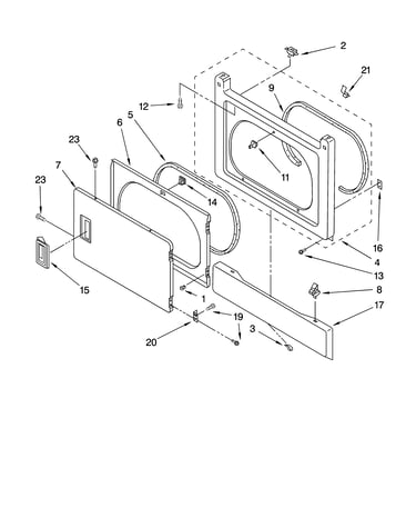 Dryer front panel and door parts