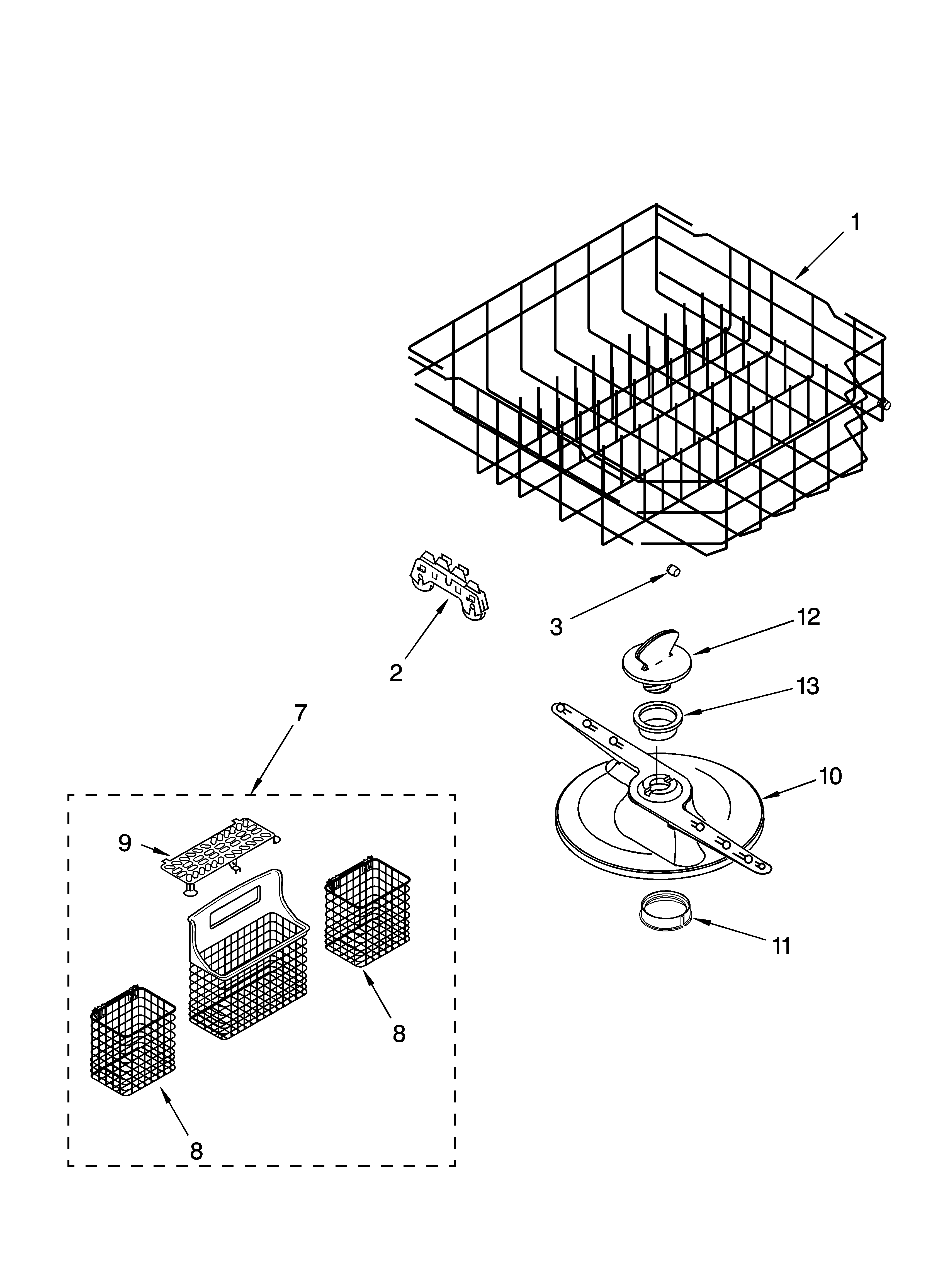 Lower dishrack parts