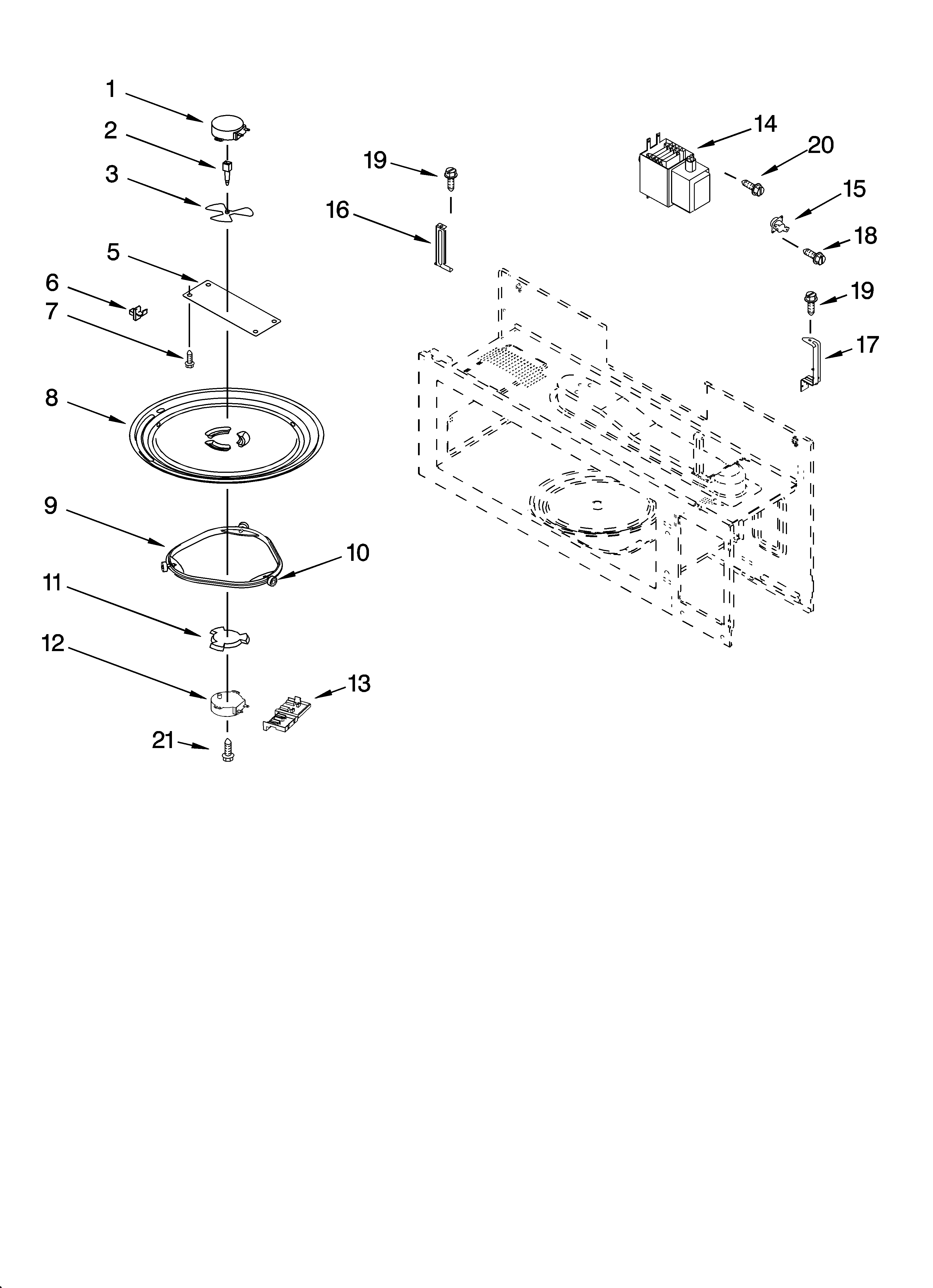 Magnetron and turntable parts