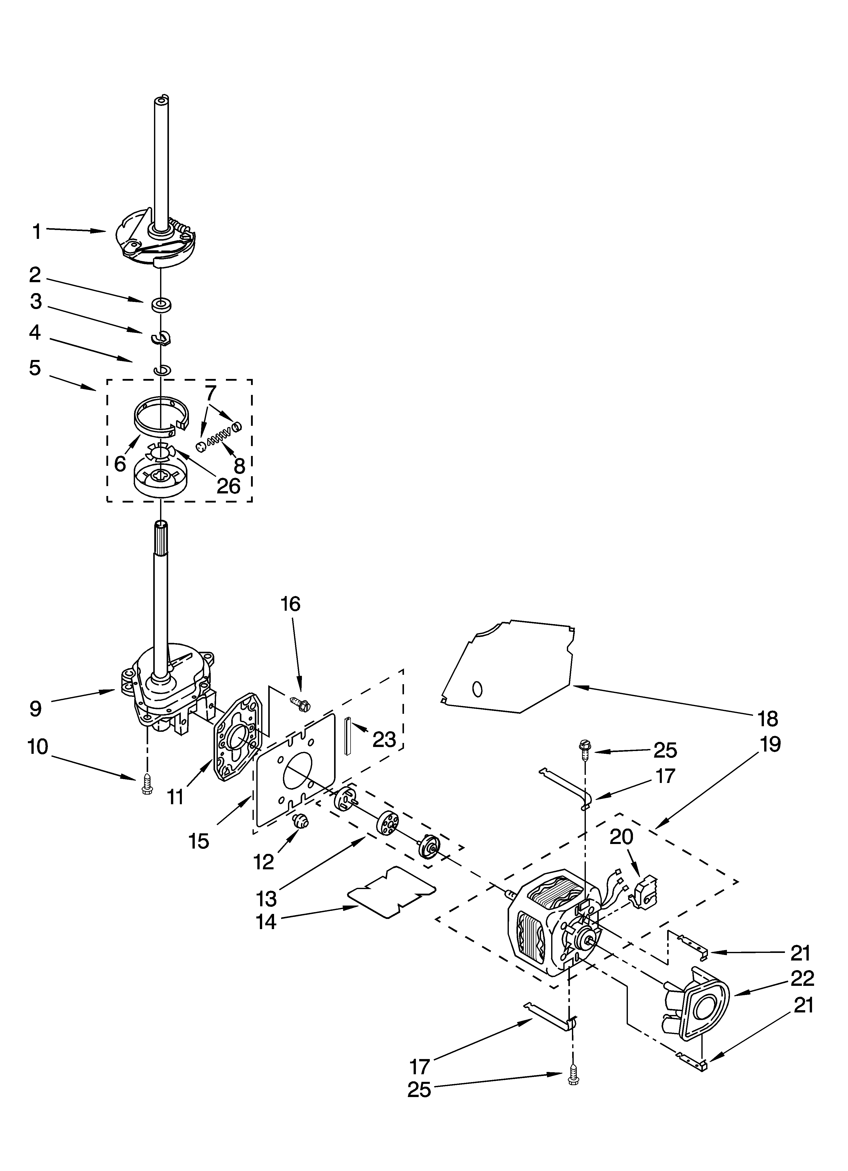 Brake, clutch, gearcase, motor and pump parts