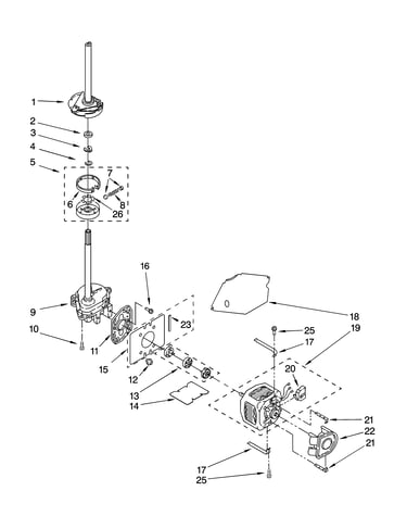 Brake, clutch, gearcase, motor and pump parts