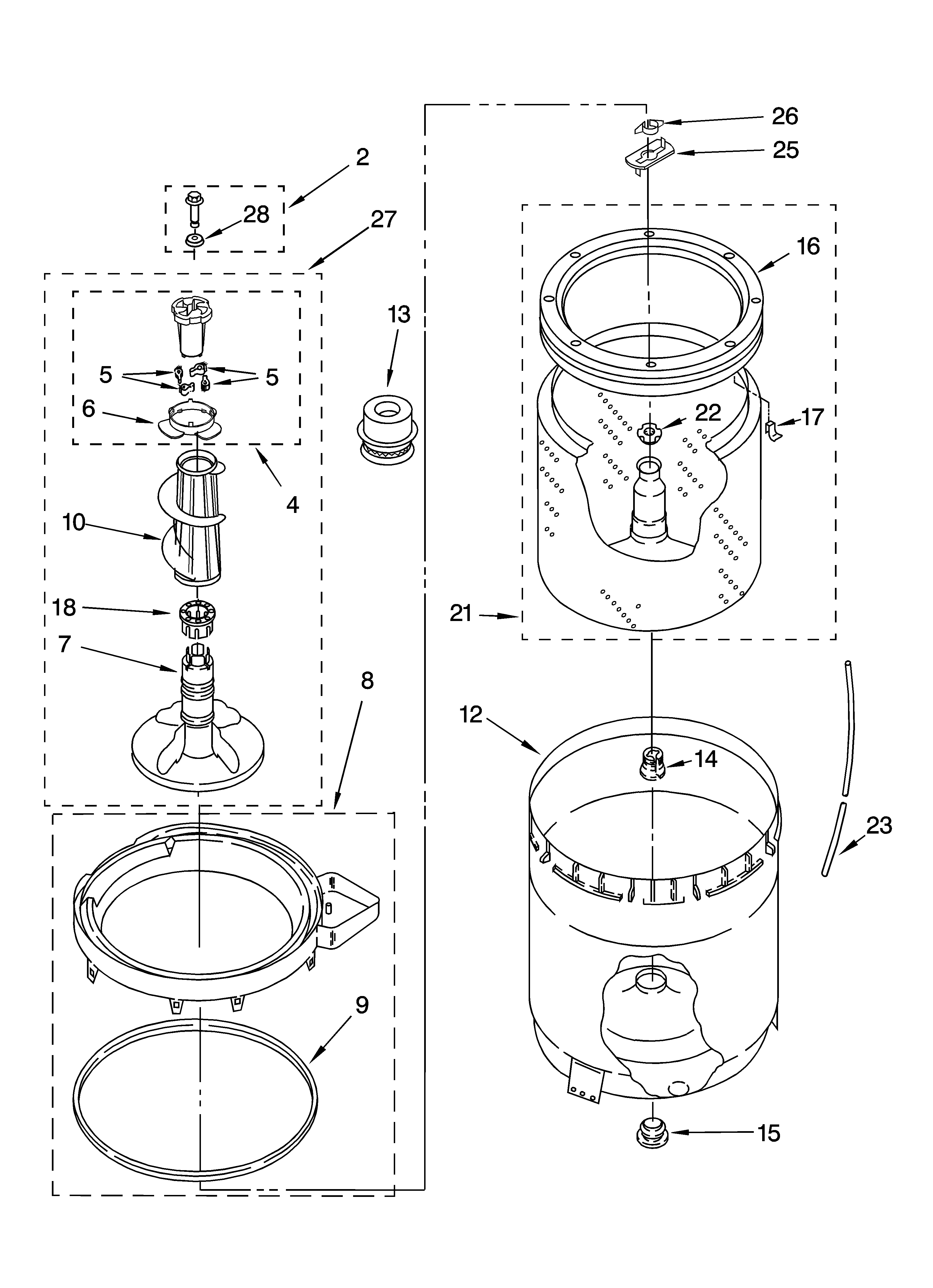 Agitator, basket and tub parts