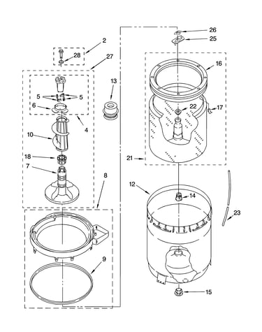 Agitator, basket and tub parts