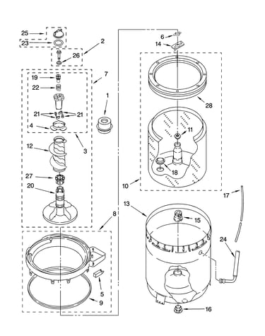 Agitator, basket and tub parts