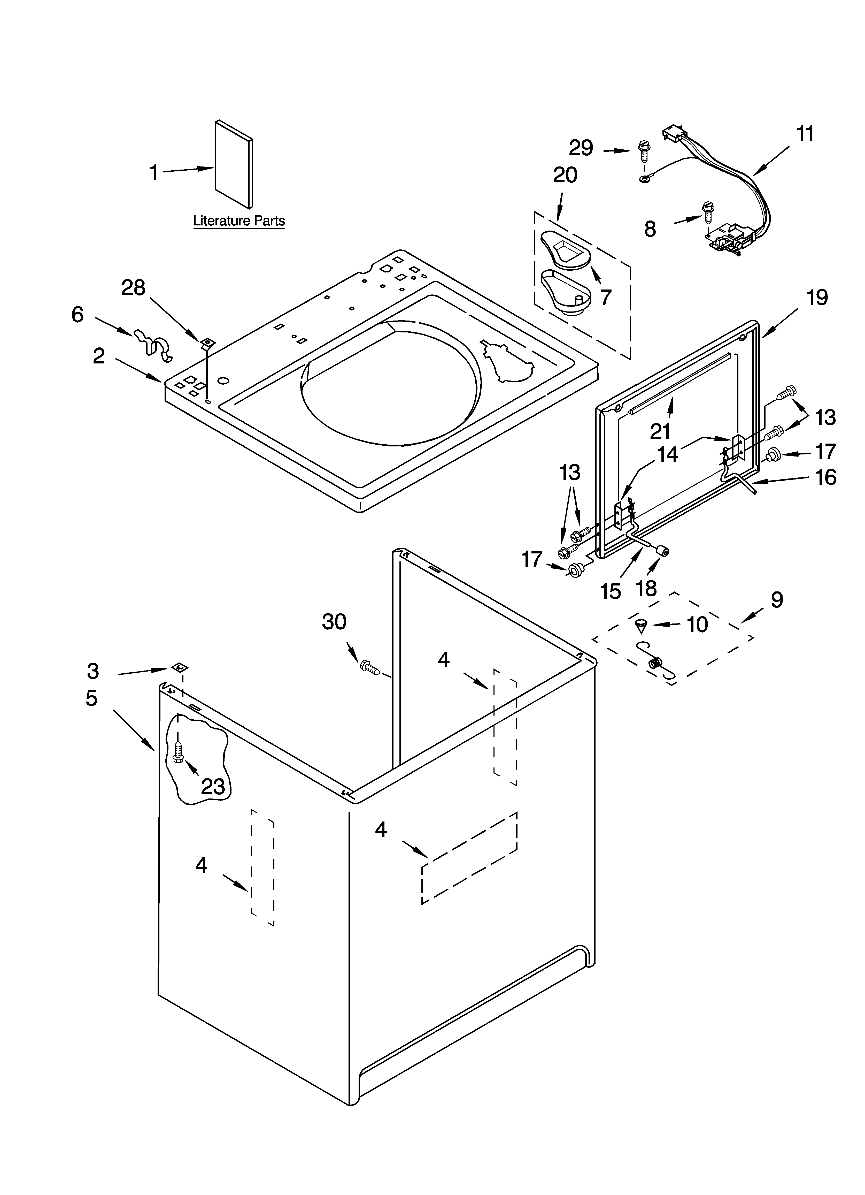 Top and cabinet parts