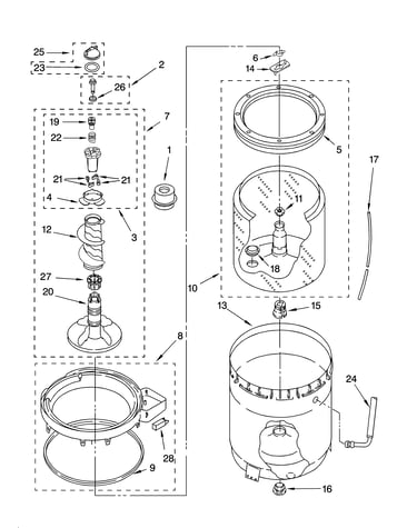 Agitator, basket and tub parts