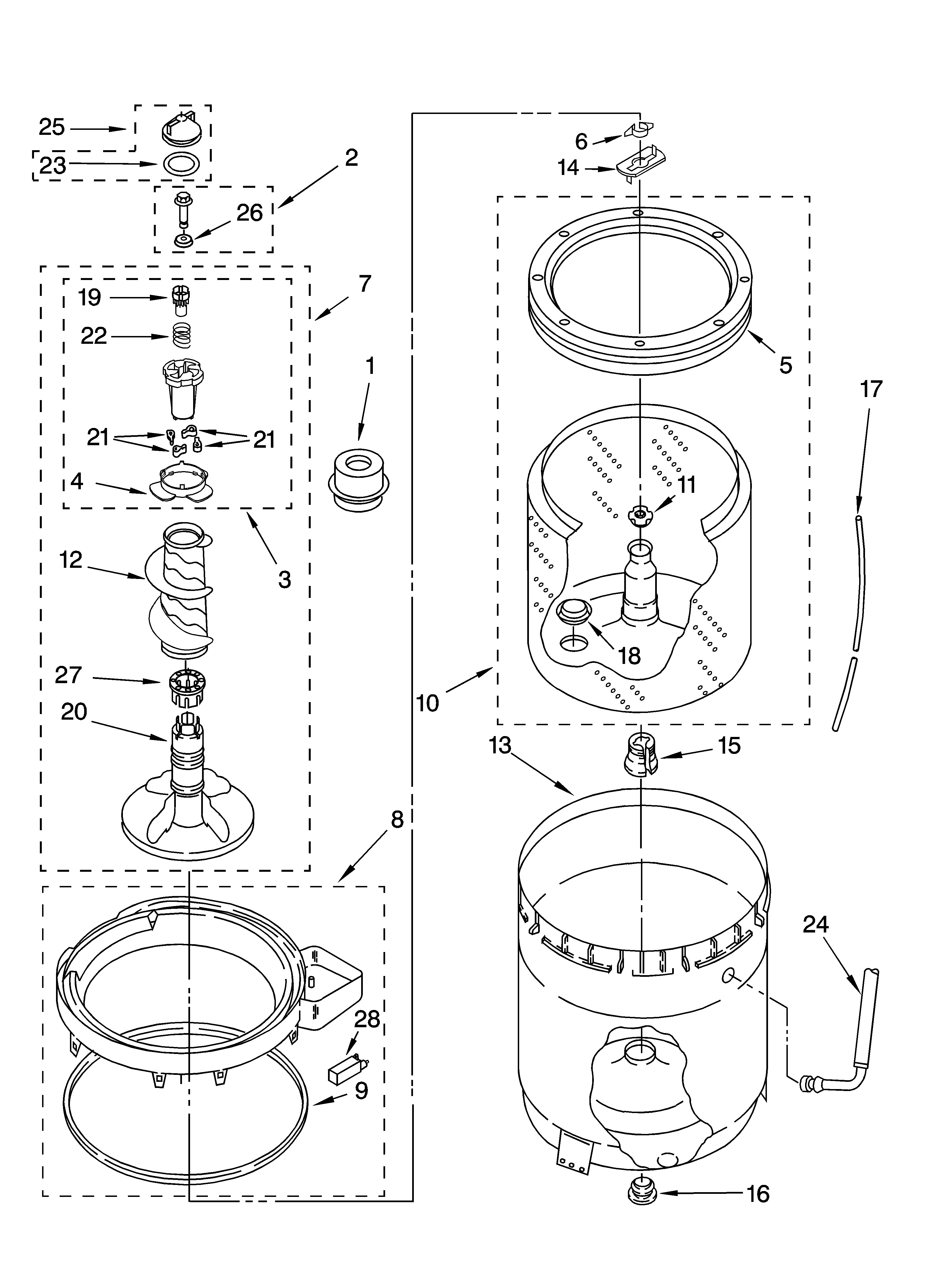 AGITATOR, BASKET AND TUB PARTS