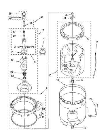 Agitator, basket and tub parts