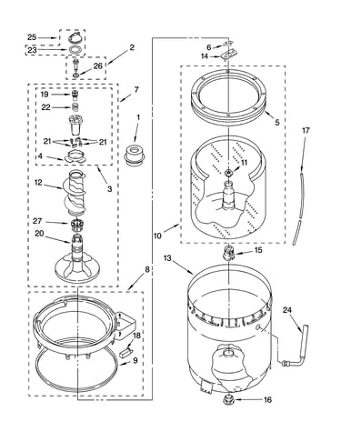 Agitator, basket and tub parts