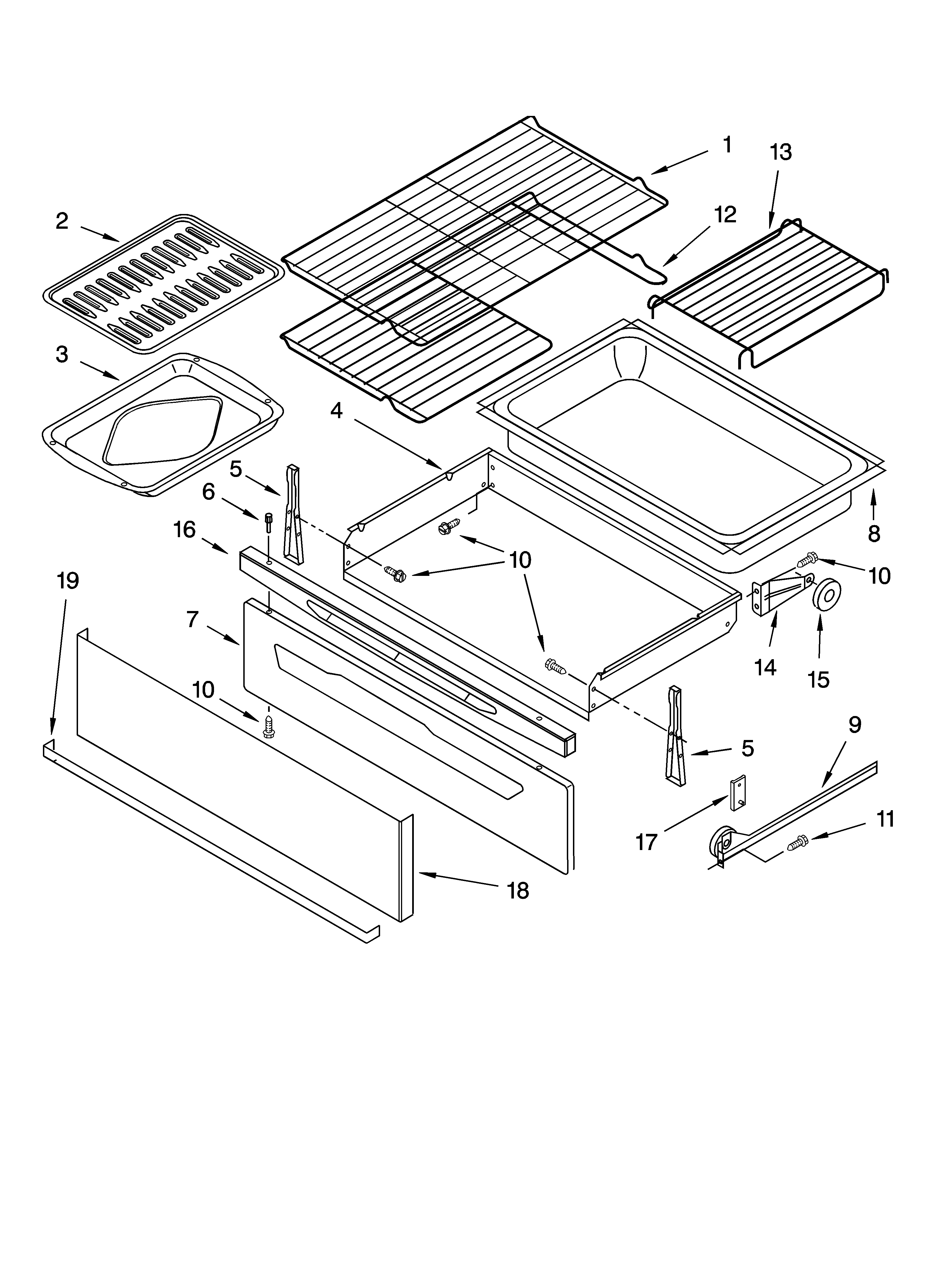 Drawer & broiler parts, miscellaneous parts