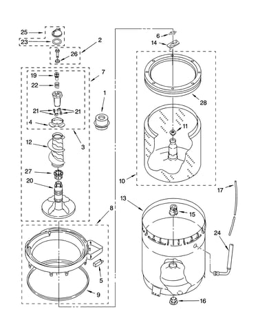 Agitator, basket and tub parts