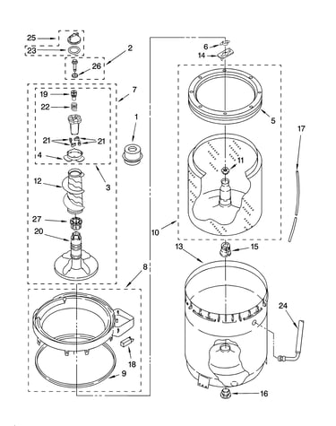 Agitator, basket and tub parts