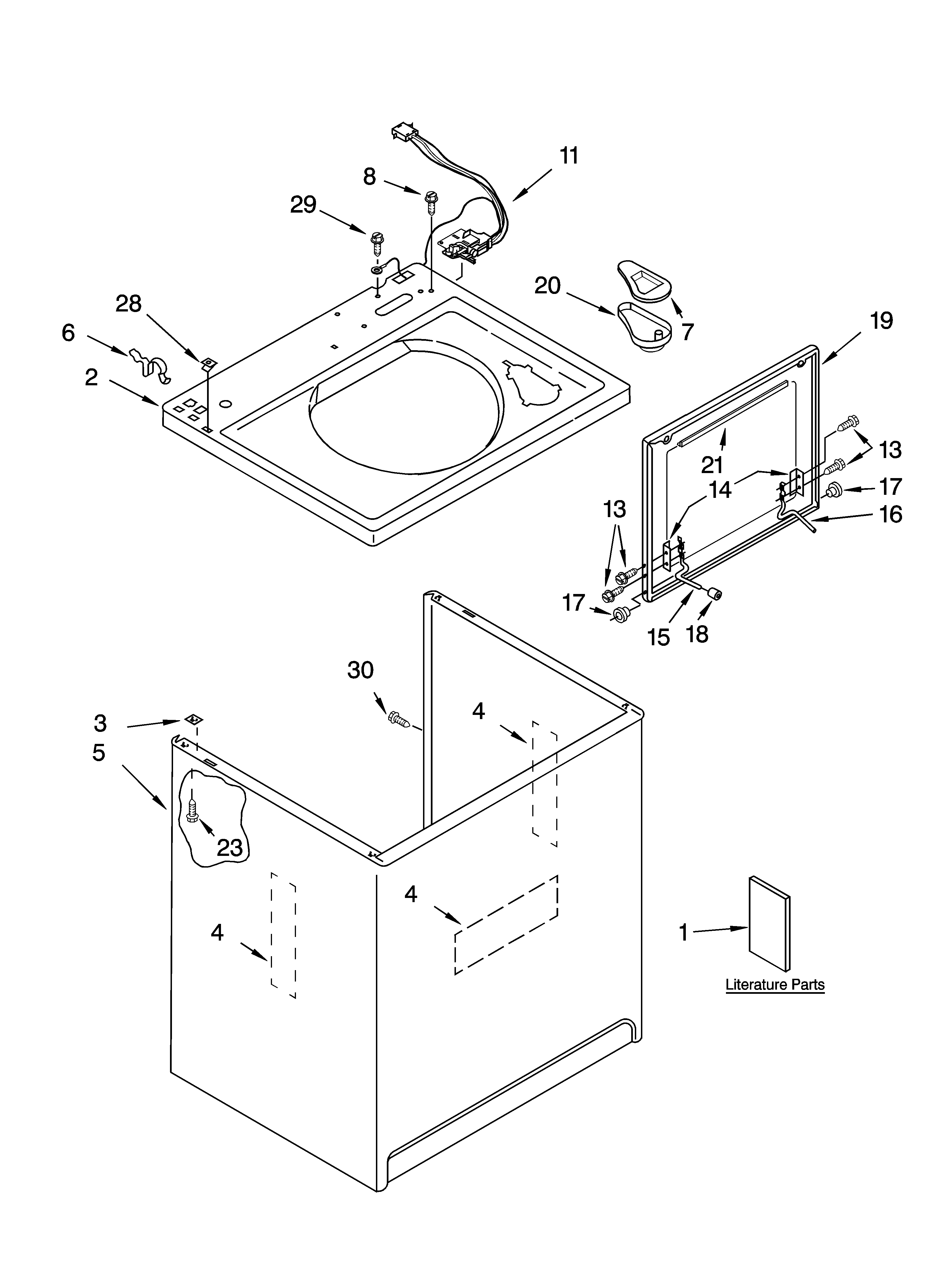 Top and cabinet parts