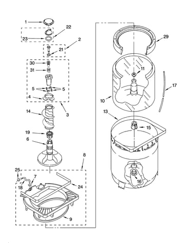 Agitator, basket and tub parts