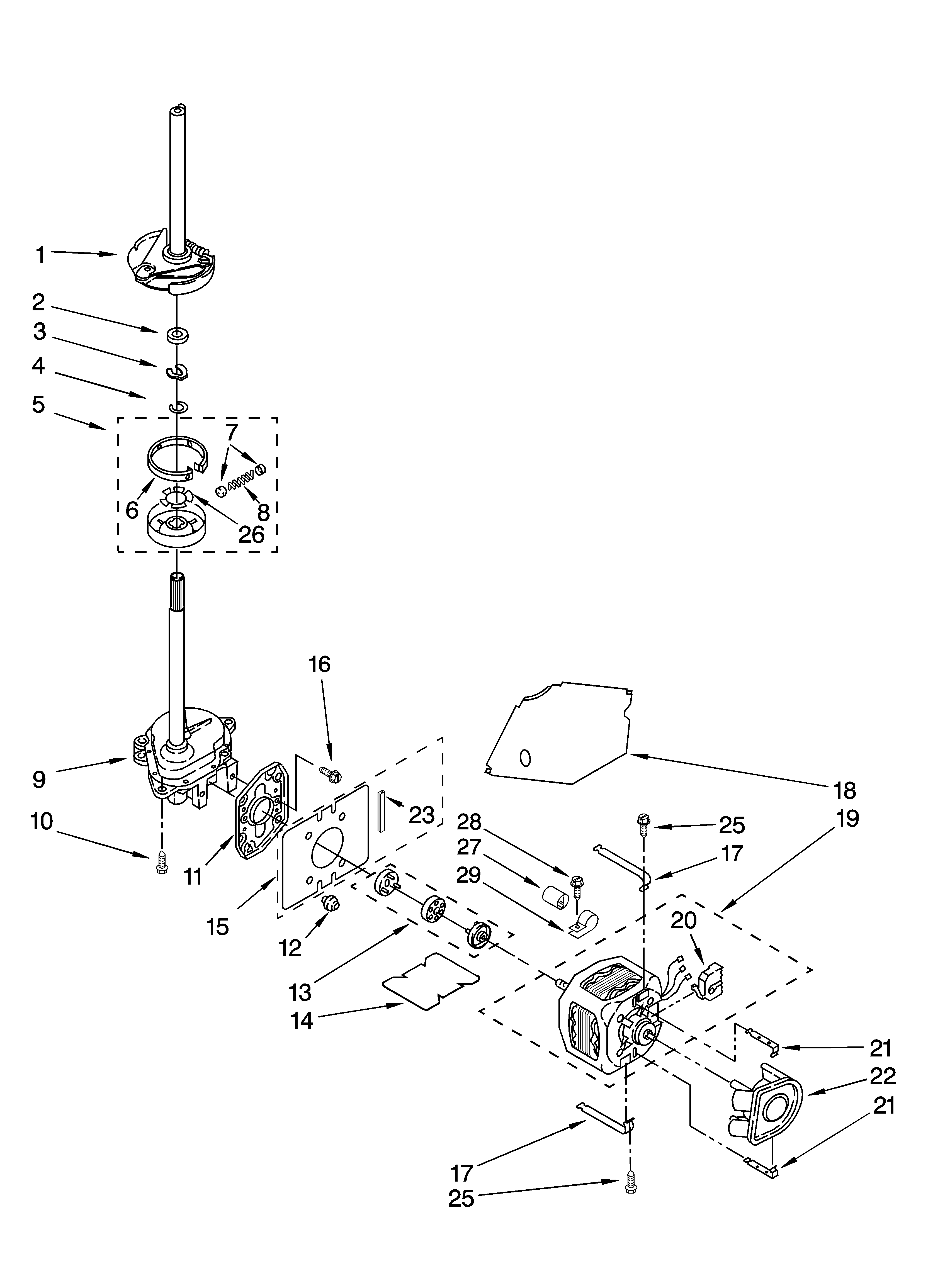 Brake, clutch, gearcase, motor and pump parts