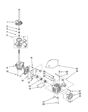 Brake, clutch, gearcase, motor and pump parts