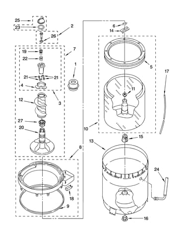 Agitator, basket and tub parts