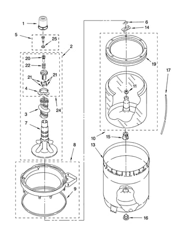 Agitator, basket and tub parts