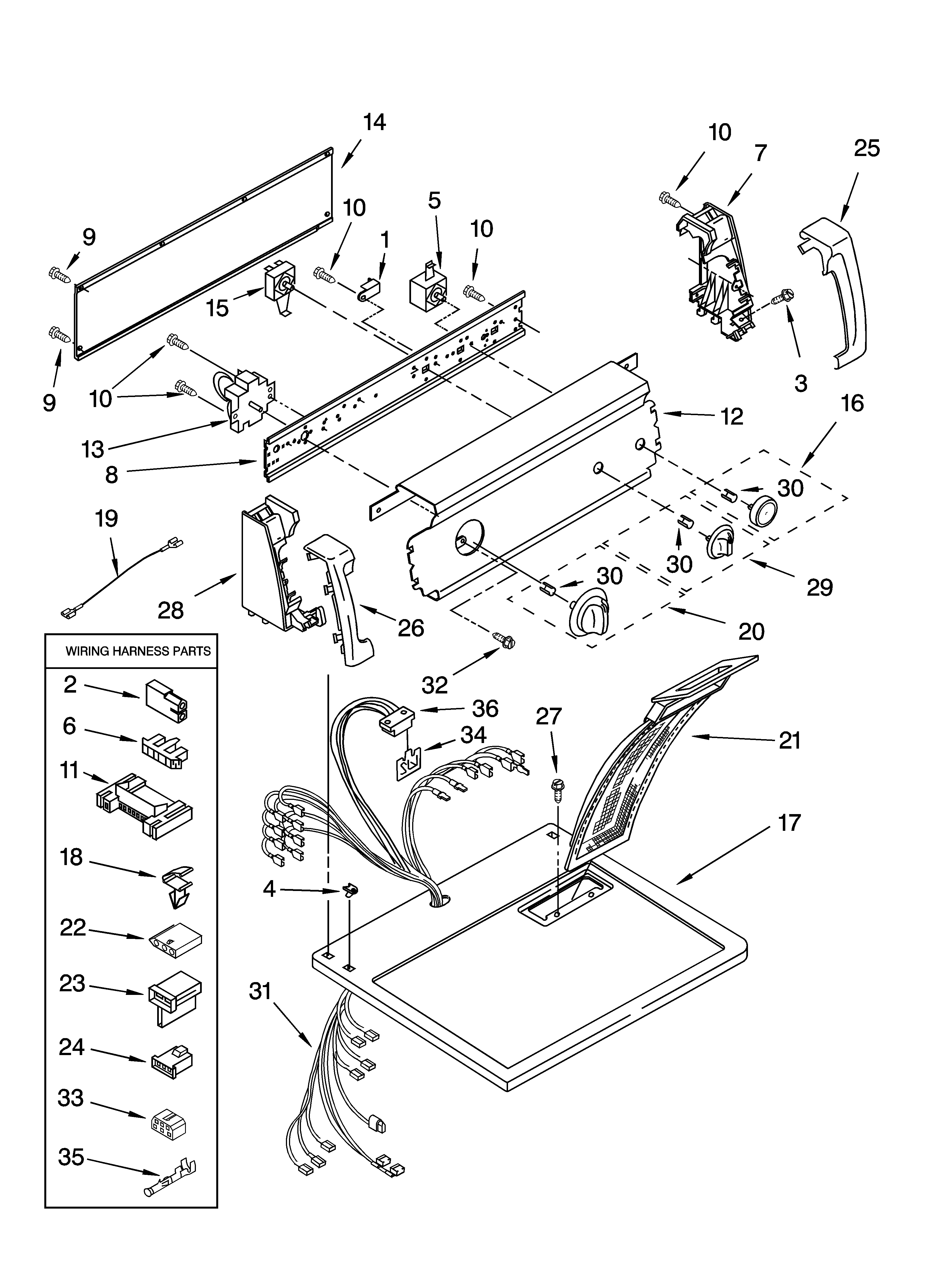 TOP AND CONSOLE PARTS OPTIONAL PARTS (NOT INCLUDED)