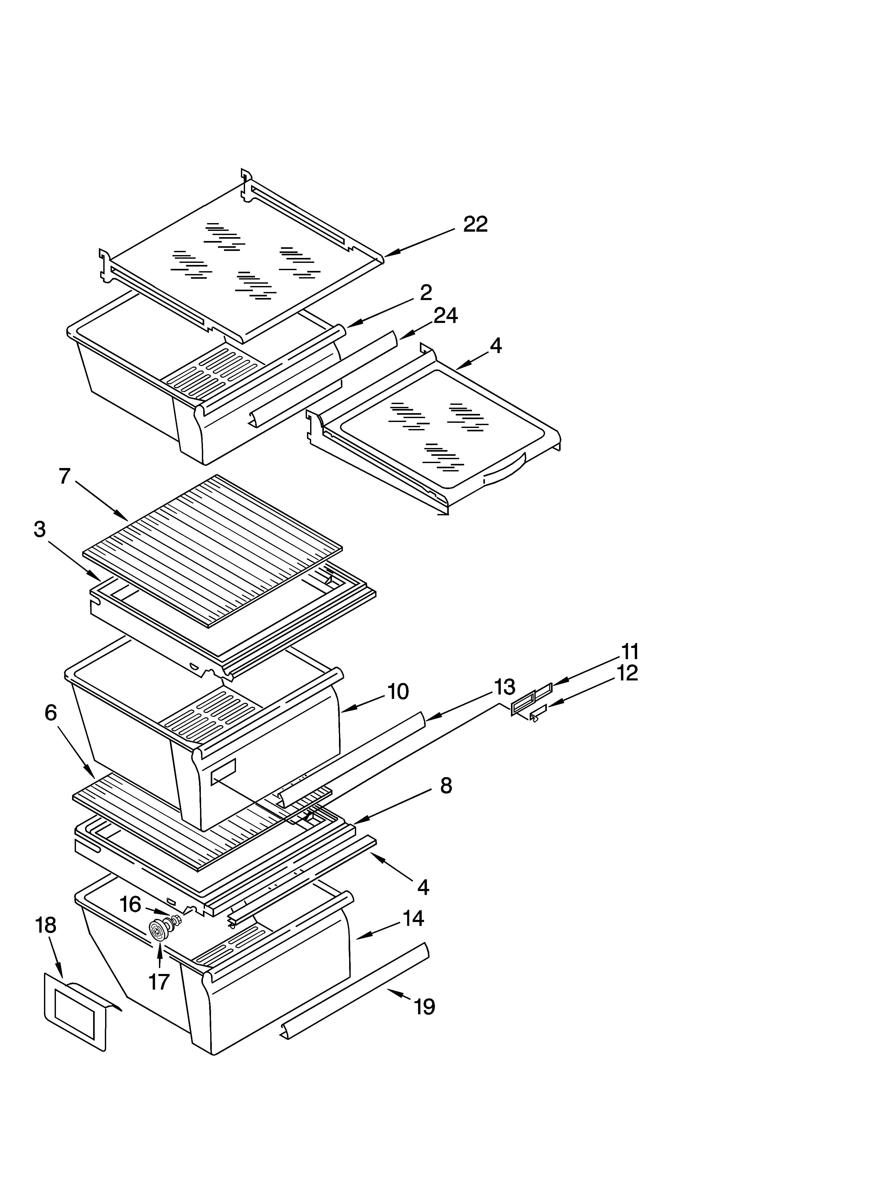 Refrigerator shelf parts