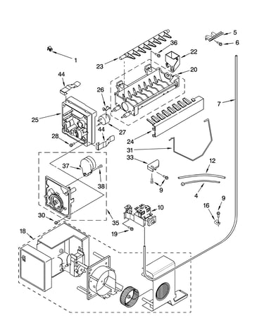 Icemaker parts, parts not illustrated