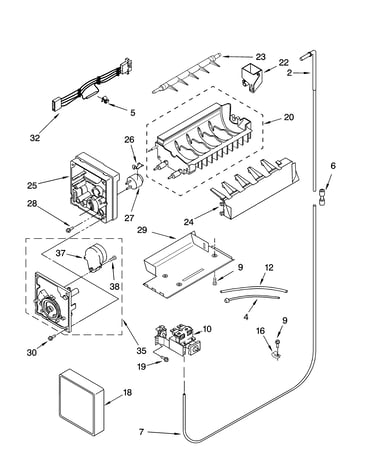 Icemaker parts, parts not illustrated