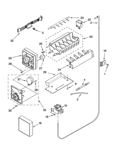 Icemaker parts, parts not illustrated