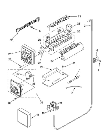 Icemaker parts, parts not illustrated