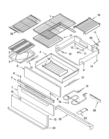 Warming drawer & broiler parts, miscellaneous parts